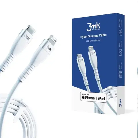 Dáta príslušenstvo 3mk Hyper Silicone Cable USB-C/Lightning MFI 1m, 20W, biely 3MK444071