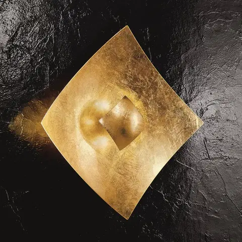 Nástenné svietidlá Kögl Nástenné svietidlo Quadrangolo s plátkovým zlatom, 18 x 18 cm