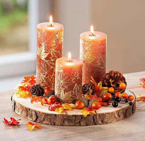 Drobné dekorácie a doplnky Dekoračná sada so sviečkami Jeseň