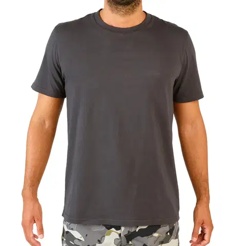 mikiny Poľovnícke tričko 100 s krátkym rukávom karbónovo sivé