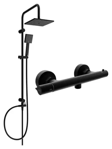 Sprchy a sprchové panely MEXEN/S - Tord sprchový stĺp vrátane sprchovej termostatickej batérie Slim, čierna 77105200-70