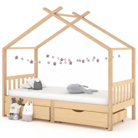Detské izby Detská posteľ 90x200 borovice Dekorhome Prírodné drevo