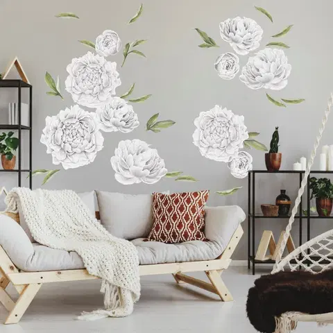 Nálepky na stenu Samolepiace tapety kvetov - Pivonky biele