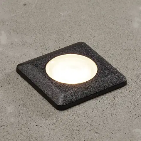 Nájazdové svietidlá Fumagalli LED zapustená lampa Aldo, hranatá, čierna/číra