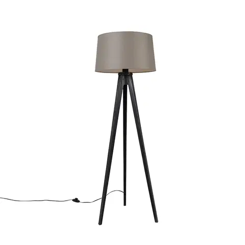 Stojace lampy Statív čierny s ľanovým odtieňom taupe 45 cm - Tripod Classic