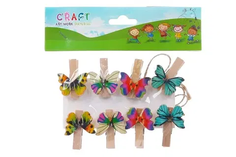 Kreatívne a výtvarné hračky WIKY - Drevené štipce Motýle 8ks