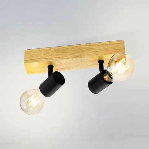 Bodové svetlá EGLO Stropné svietidlo Townshend 3 z dreva, dve svetlá