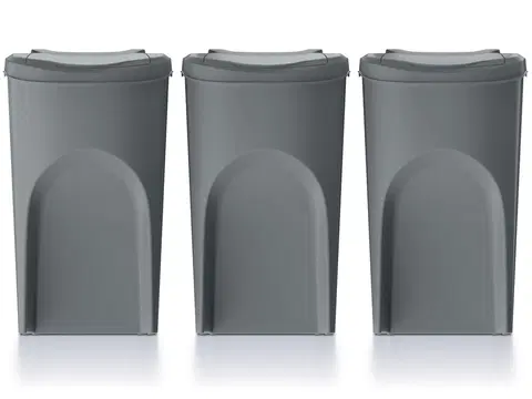 Odpadkové koše NABBI IKWB35S3 odpadkový kôš na triedený odpad (3 ks) 35 l sivý kameň