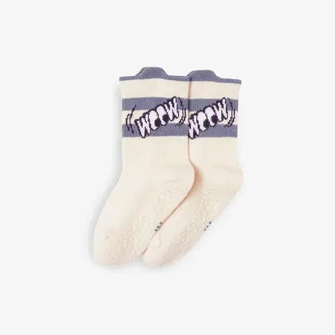 ponožky Detské protišmykové ponožky 600 béžové s potlačou