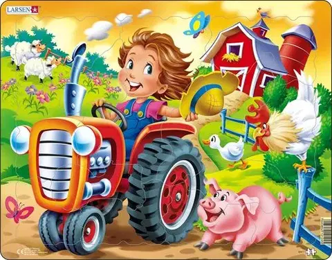 LARSEN puzzle Larsen Puzzle Puzzle Deti na farme s traktorom Larsen BM7-ZZ