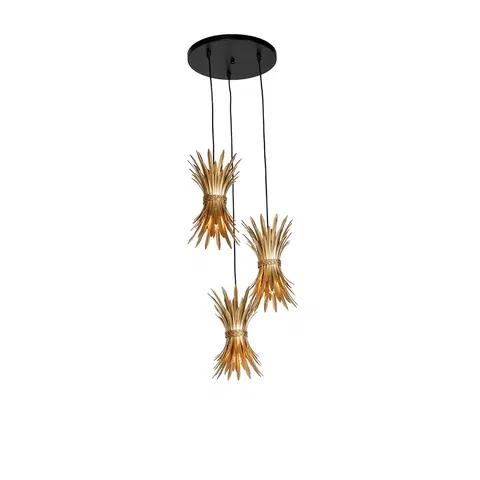 Zavesne lampy Art Deco závesná lampa zlatá 3-svetlá - Wesley