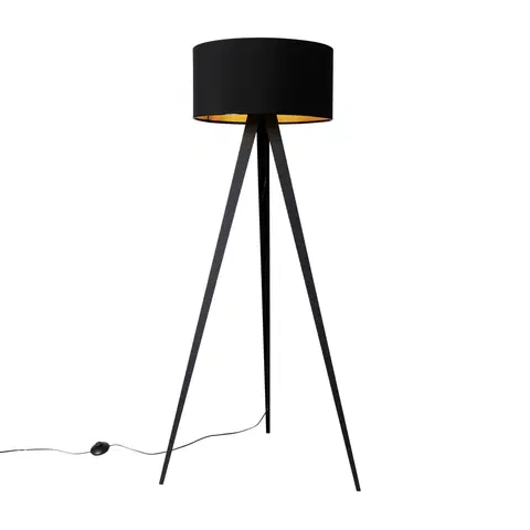 Stojace lampy Inteligentná stojaca lampa čierna s čiernym tienidlom vrátane Wifi G95 - Ilse