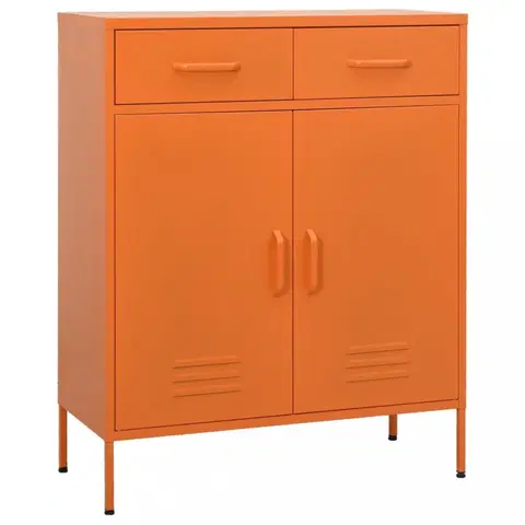 Kancelárske skrine Plechová skrinka Dekorhome Oranžová