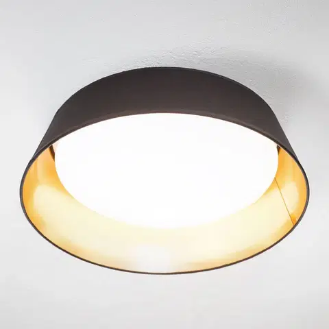 Stropné svietidlá Reality Leuchten Čierno-zlaté okrúhle stropné LED svietidlo Ponts