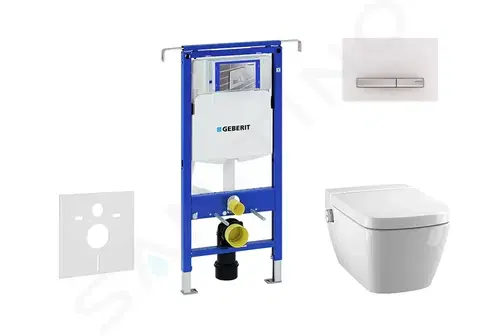 Záchody GEBERIT - Duofix Modul na závesné WC s tlačidlom Sigma50, alpská biela + Tece One - sprchovacia toaleta a doska, Rimless, SoftClose 111.355.00.5 NT8