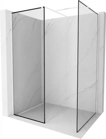 Sprchové dvere MEXEN/S - Kioto Sprchová zástena Walk-in 140 x 90 cm, čierny vzor, biela 800-140-202-20-70-090
