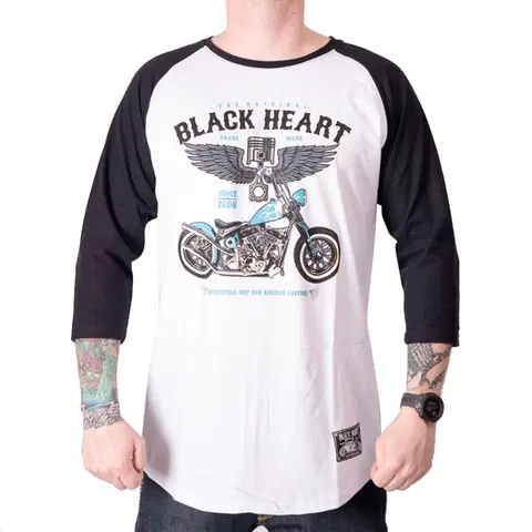 Pánske tričká Tričko s dlhým rukávom BLACK HEART Blue Chopper RG biela - M