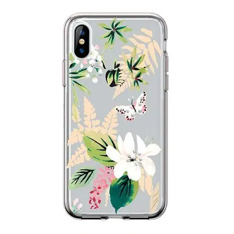 Puzdrá na mobilné telefóny Comma kryt Butterfly Crystal Flower Series pre iPhone XS, white 6938595314070
