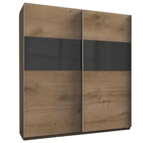 Šatníkové skrine s posuvnými dverami Skriňa s posuvnými dverami Bramfeld,farby Dubu/sklo Sivé