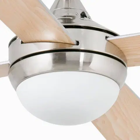Stropné ventilátory so svetlom FARO BARCELONA Ventilátor Mini Icaria S svietidlo nikel/drevo