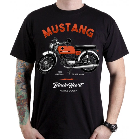 Pánske tričká Tričko BLACK HEART Mustang čierna - 3XL