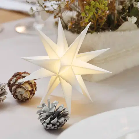 Vianočné svetelné hviezdy STERNTALER Vnútorná dekorácia – 18-cípa hviezda Ø 12 cm biela