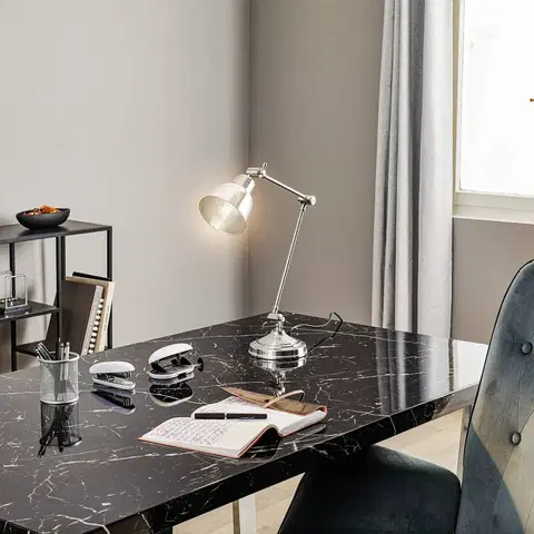 Stolové lampy na písací stôl Euluna Stolná lampa Emoti, chrómová farba, výška 45 cm, nastaviteľná