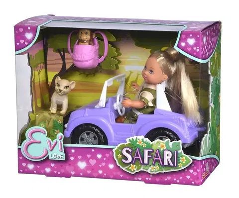 Hračky bábiky SIMBA - Bábika Evička safari s autom