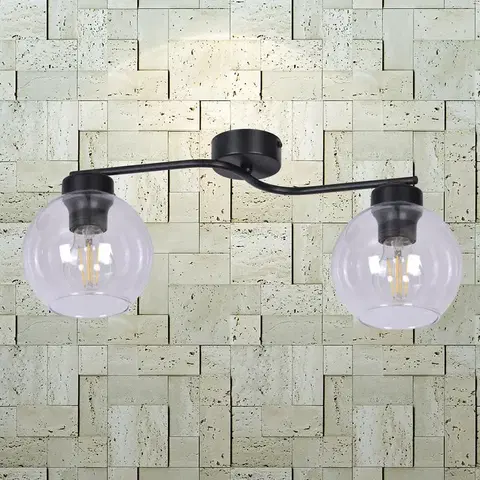 Moderné lampy do obývačky Luster Aiden 2 Čierna/Priehľadný K-2626 LW2