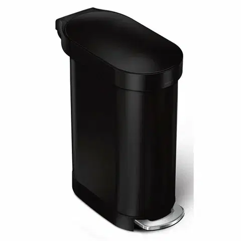Odpadkové koše Simplehuman Oválny pedálový kôš s nehrdzavejúcim rámčekom Slim 45 l, čierna