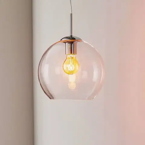 Závesné svietidlá Searchlight Guľovitá sklenená závesná lampa Balls 25 cm číra