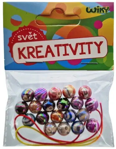 Kreatívne a výtvarné hračky WIKY - Korálky farebné so šnúrkou 20ks