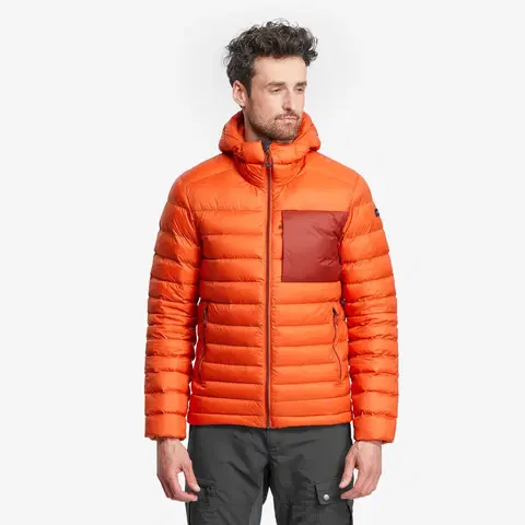 bundy a vesty Pánska páperová bunda MT500 na horskú turistiku s kapucňou do -10 °C