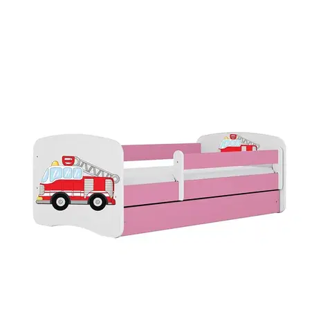 Jednolôžkové postele Detská Posteľ. Babydreams+Sz+M Ružová 80x160 hasičský zbor