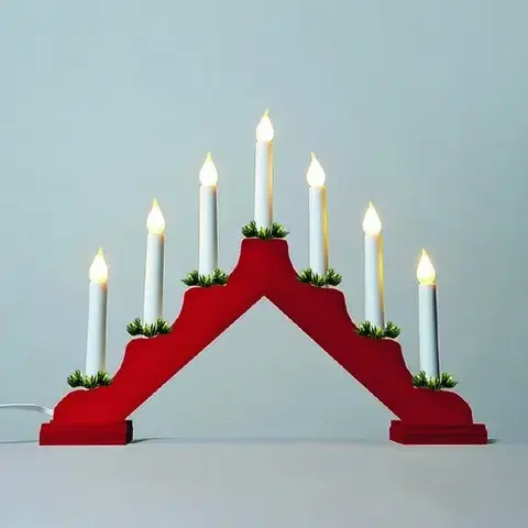 Vianočné dekorácie Adventný svietnik s ťahanou žiarovkou LED Filament, červená