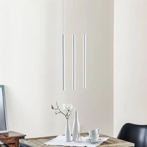 Závesné svietidlá Euluna Závesná lampa Thin, biela, 3-plameňová, lineárna