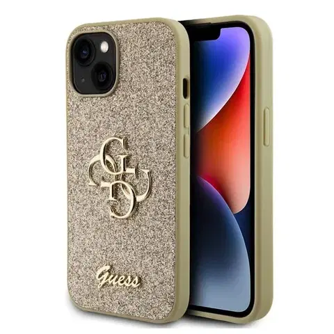 Puzdrá na mobilné telefóny Guess PU Fixed Glitter 4G Metal Logo Zadný Kryt pre iPhone 13 gold 57983116644