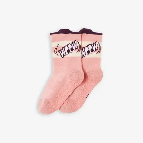 ponožky Detské protišmykové ponožky 600 ružové s potlačou
