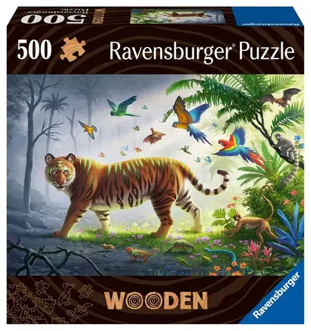 Hračky puzzle RAVENSBURGER - Drevené puzzle tiger v džungli 500 dielikov