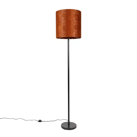 Stojace lampy Stojacia lampa čierny velúrový odtieň oranžová 40 cm - Simplo