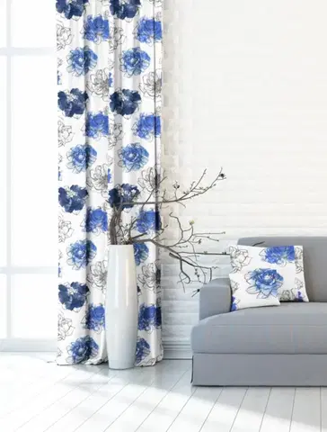 Závesy Forbyt, Záves dekoračná alebo látka, New York Deko ruža, modrá, 150 cm 150 cm