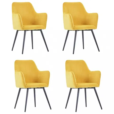 Jedálenské stoličky a kreslá Jedálenská stolička 4 ks zamat / oceľ Dekorhome Žltá
