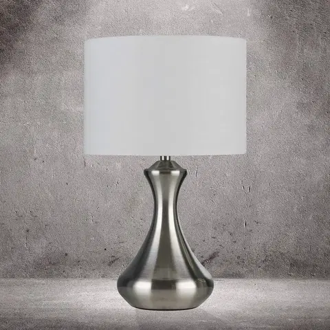 Lampy na nočný stolík Searchlight Stolová lampa Touch 2750, strieborná, satinovaná