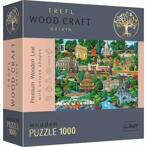 Hračky puzzle TREFL - Drevené puzzle 1000 - Francúzsko - slávne miesta