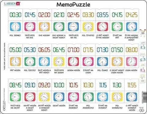 LARSEN puzzle Larsen Puzzle MemoPuzzle: Spoznaj hodiny - tradičné, digitálne a textovo zobrazené Larsen GP5-SK