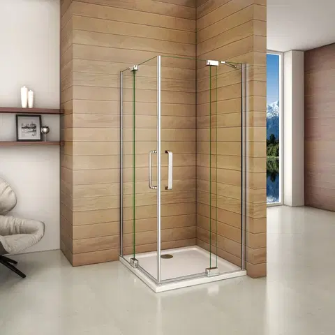Sprchovacie kúty H K - Štvorcový sprchovací kút AIRLINE R101, 100x100, s dvomi jednokrídlovými dverami s pevnou stenou, rohový vstup SE-AIRLINER101