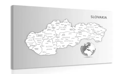 Obrazy mapy Obraz čiernobiela mapa Slovenskej republiky
