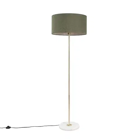 Stojace lampy Stojacia lampa mosadz so zeleným tienidlom 50 cm - Kaso