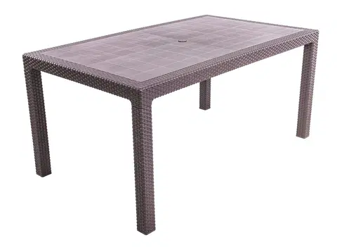 Stolčeky DEOKORK Záhradný stôl z umelého ratanu MANHATTAN 161x95 cm (hnedý)