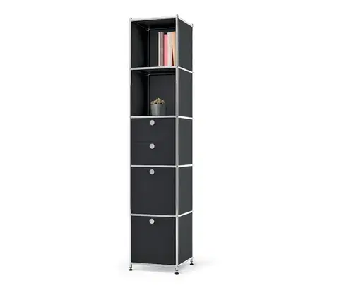 Bookcases & Standing Shelves Kovová skrinka »CN3« s 2 výklopnými priečinkami a 2 zásuvkami, čierna